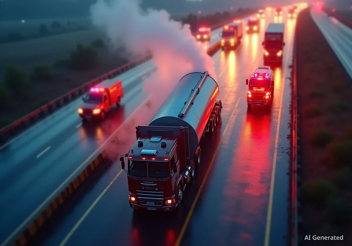 Tanker Truck Crash Closes I-490 Ramp in Cleveland