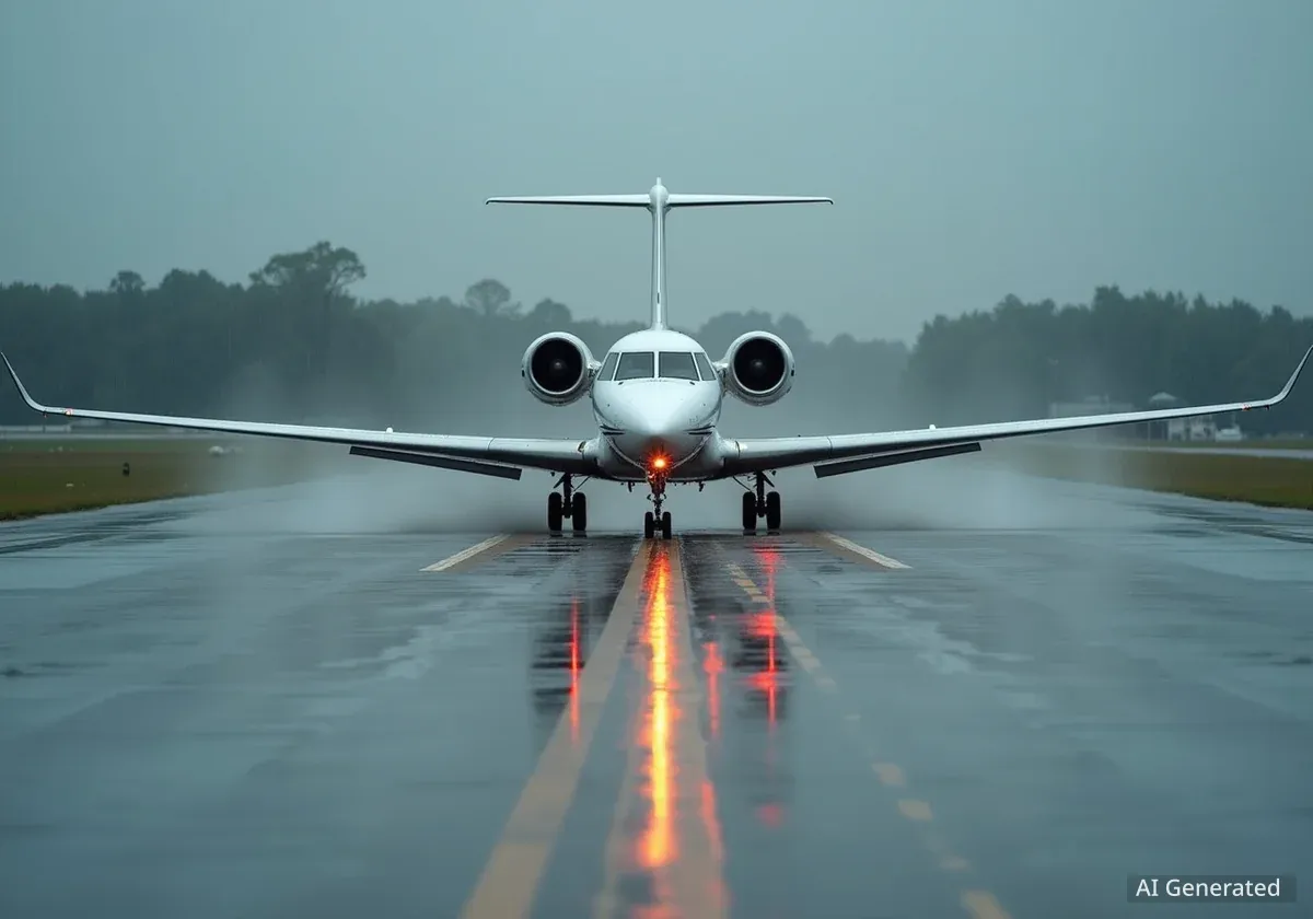 Jet Overshoots Runway at Roanoke Airport in Heavy Rain