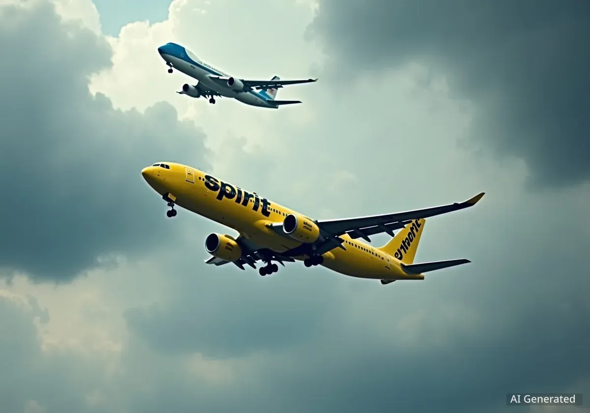 Spirit Flight Nears Air Force One Over New York