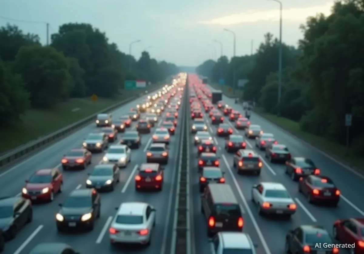 Traffic Jam on 101st Airborne Division Parkway in Clarksville