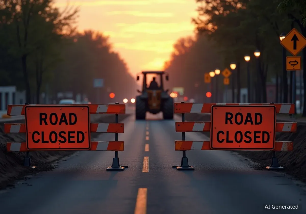 Blue Ridge Road Closed Near Crabtree Valley Mall for Repairs