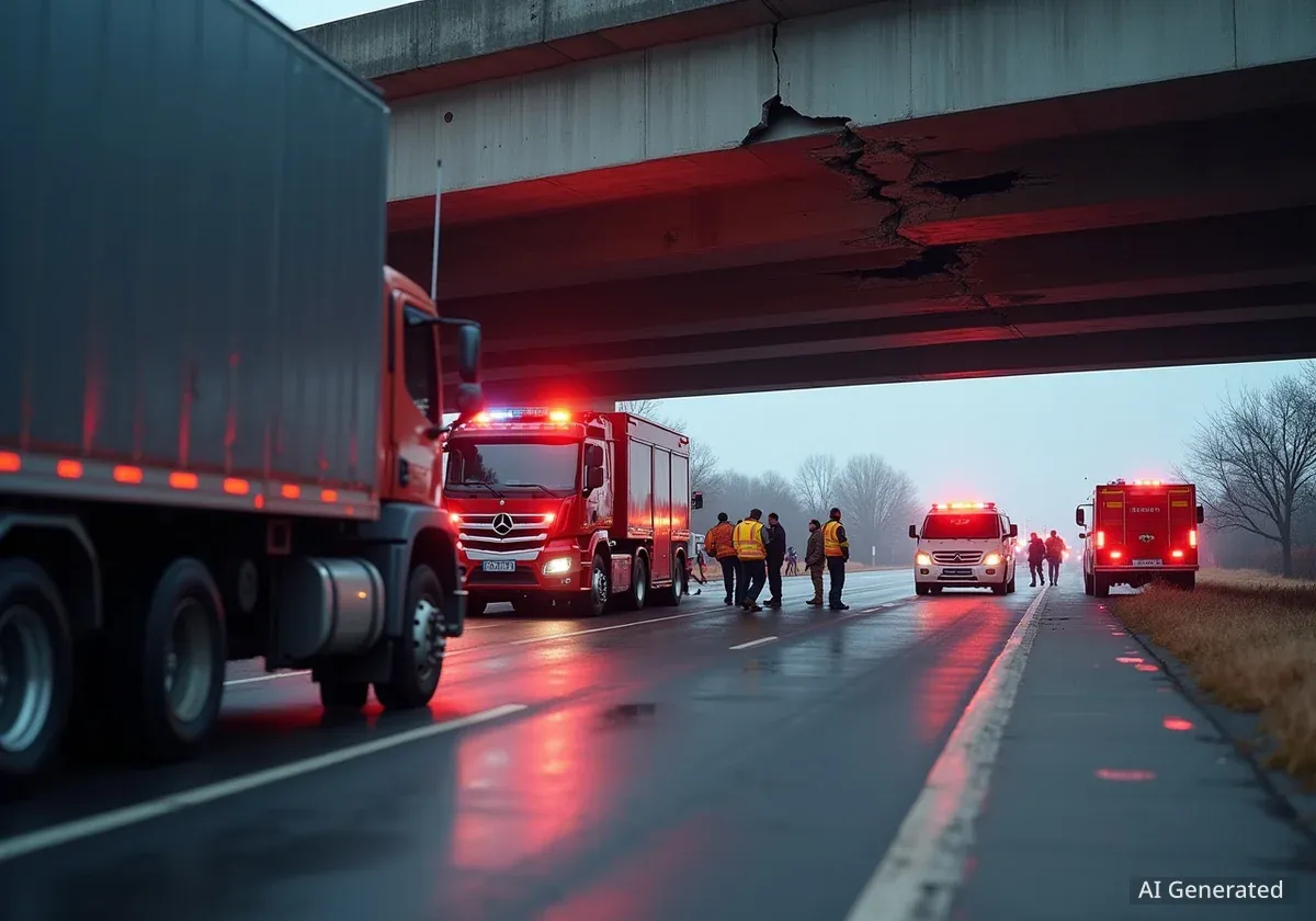Truck Strikes Marine Drive Overpass in Portland