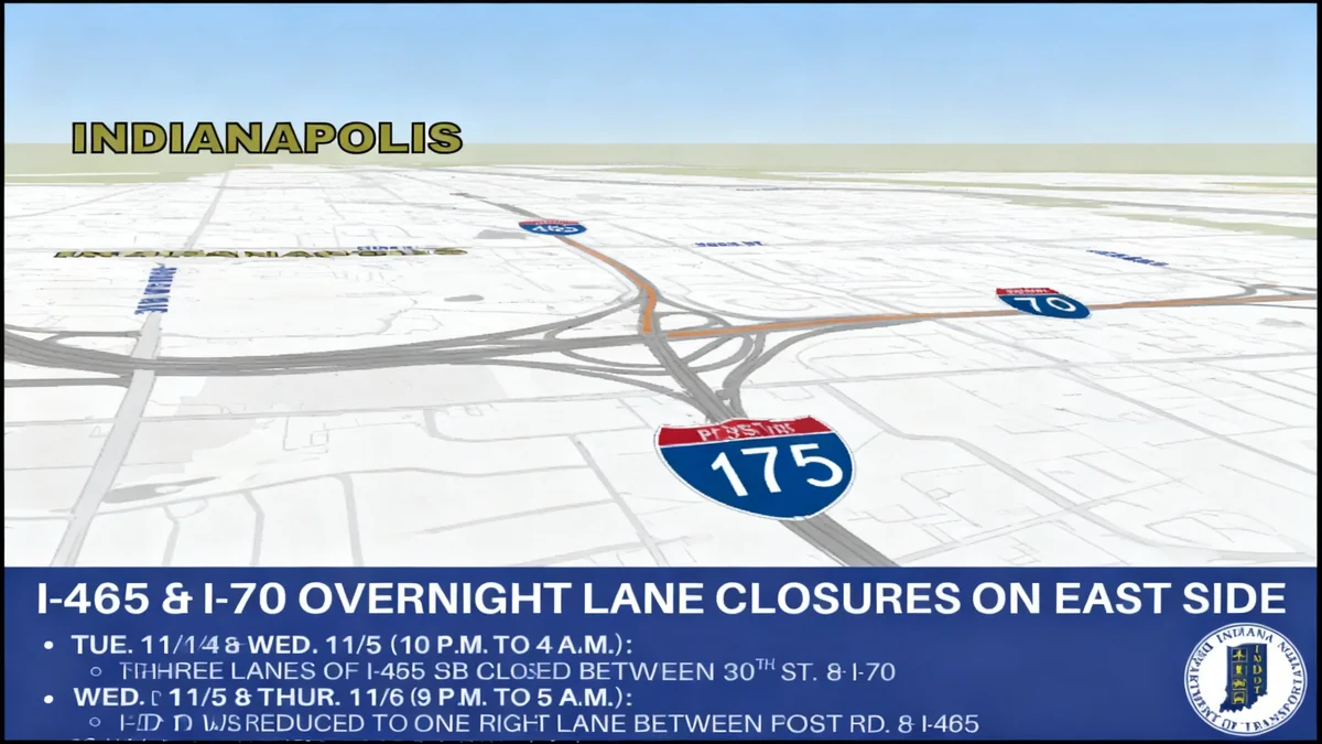 East Indianapolis Lane Closures Announced